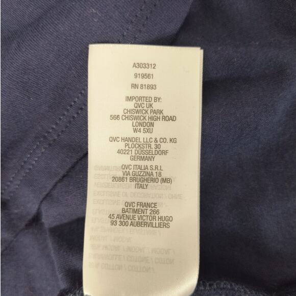 Susan Graver Weekend Embroidered Top Women's Sz L Navy Blue Long Sleeve Popover - Picture 13 of 14